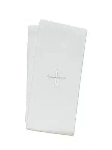 8" x 15" White Cross Lavabo Towel - Cotton