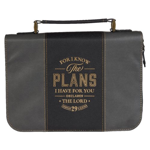 Bible Cover Classic Two-tone Black/Gray I Know the Plans Jer. 29:11