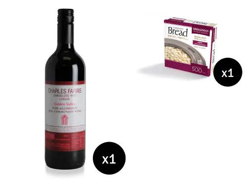 Non-Alcoholic Communion Wine & Soft Communion Bread (Box of 500) Bundle