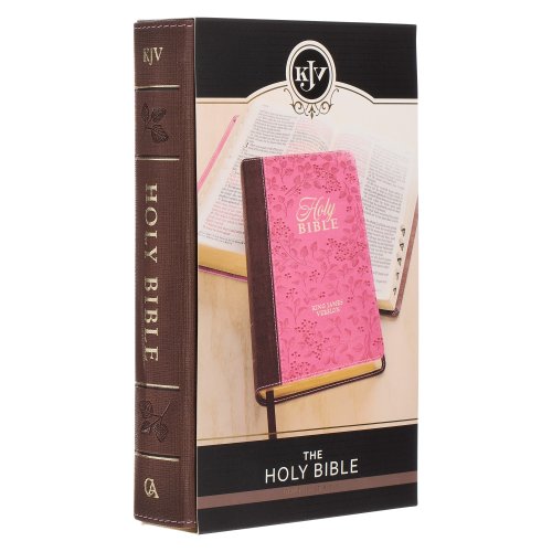 Brown and Berry Pink Faux Leather Giant Print Standard-size King James Version Bible with Thumb Index