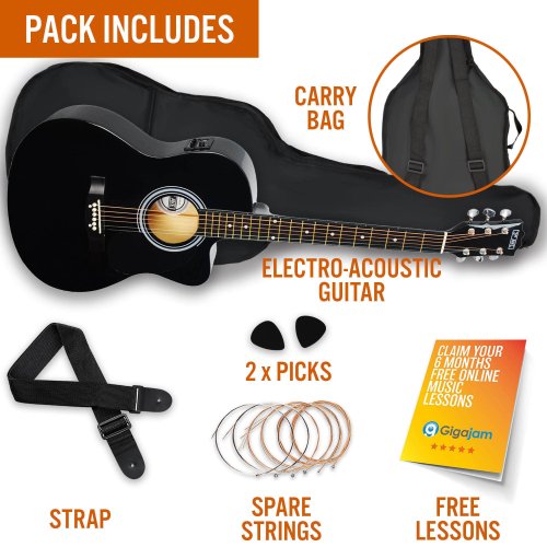 3rd Avenue Cutaway Electro Acoustic Guitar Pack - Black