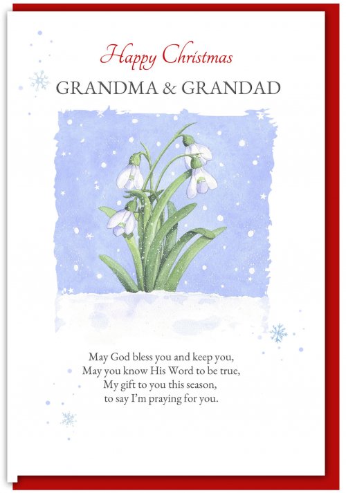 Grandma & Grandad Snowdrops Christian Christmas Card