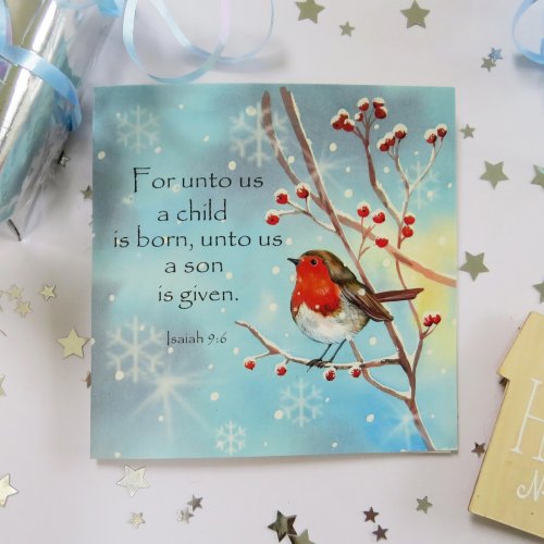 Robin In The Snow Christian Christmas Cards (Pack of 5)