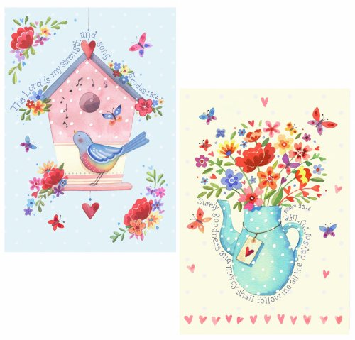 Teapot and Birdhouse Notecards Multi pack of 6