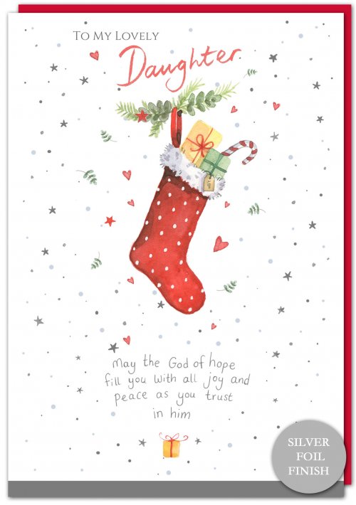 Daughter Stocking Christian Christmas Card