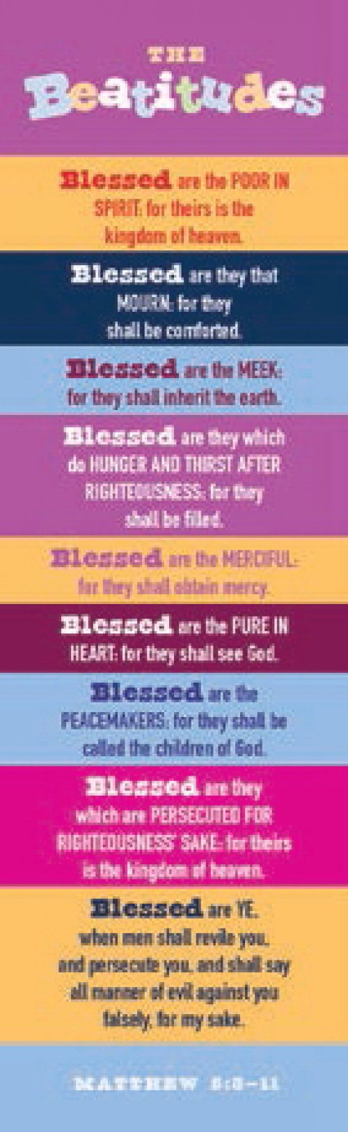 Bookmark-Beatitudes (Kids Version-KJV) (Pack Of 25)