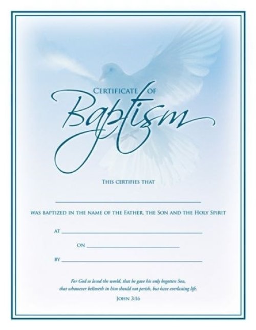 Baptism Certificate (Pk of 6) - Coated, Full Color