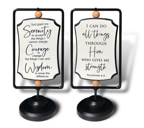 Swivel Plaque-Serenity Prayer/I Can Do All Things (6.5" x 3.25" x 2.5")