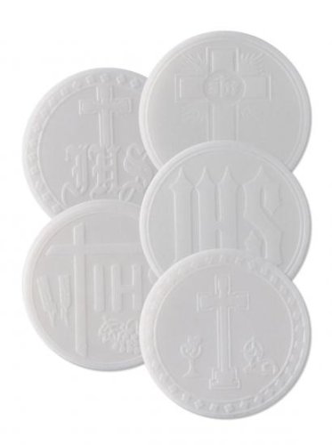 Pack of 50 - 2 3/4" Priests Mixed Designs - White Communion Wafers / Altar Bread