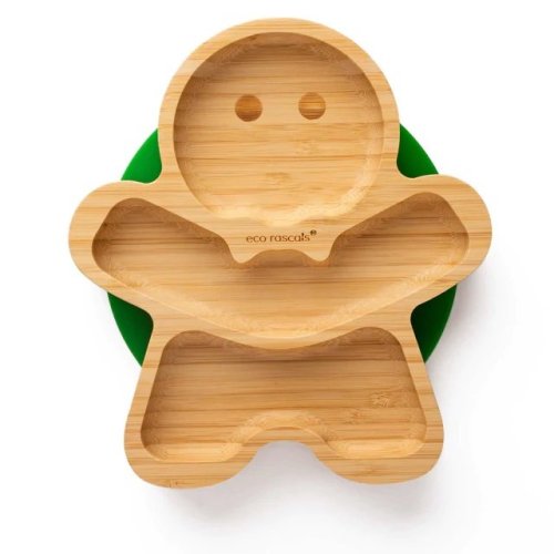 Bamboo Gingerbread Man Christmas Plate - Christmas Green