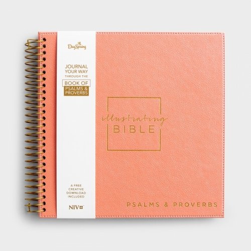 NIV Illustrating Bible Psalms & Proverbs, Pink, Imitation Leather, Journaling, Spiralbound, Single Column, Wide Margin, Gift, Lay Flat Design, Thick Paper