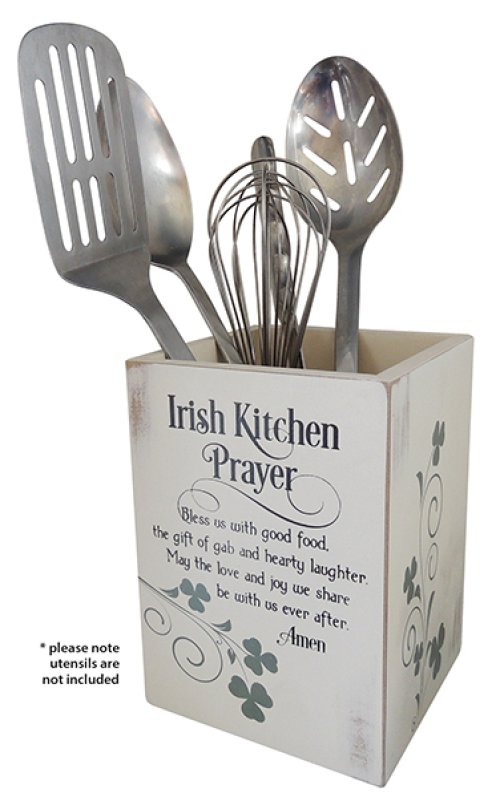 Irish Blessing Wood Kitchen Utensil Holder