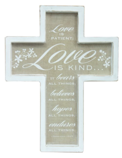 Love is Patient Hanging Wooden Cross