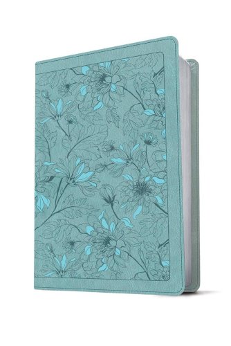 KJV Personal Size Giant Print Bible, Filament Enabled (LeatherLike, Floral Leaf Teal, Red Letter)