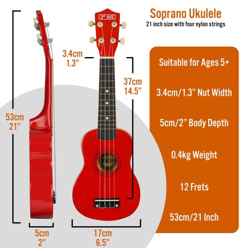 3rd Avenue Soprano Ukulele Pack - Red