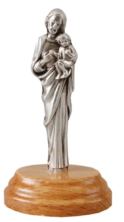 Saint Joseph Metal Statue with Pear Wood Base