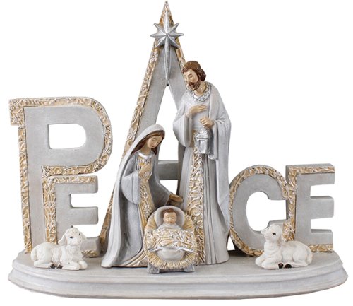 9 1/2" Resin Peace Holy Family Nativity