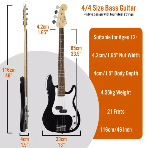 3rd Avenue Electric Bass Guitar Pack Full Size