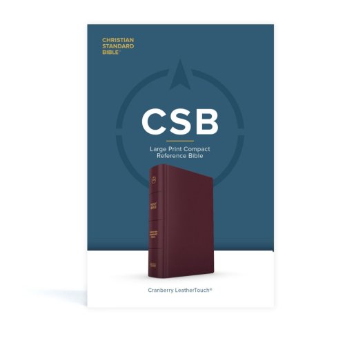 CSB Large Print Compact Reference Bible, Cranberry Leathertouch