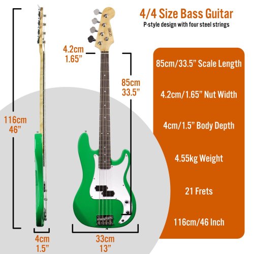 3rd Avenue Bass Guitar Pack - Green