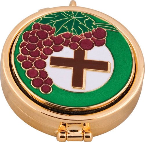 Cross Grapes Metal Pyx