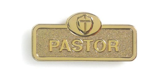 Pastor Badge with Cross - Brass