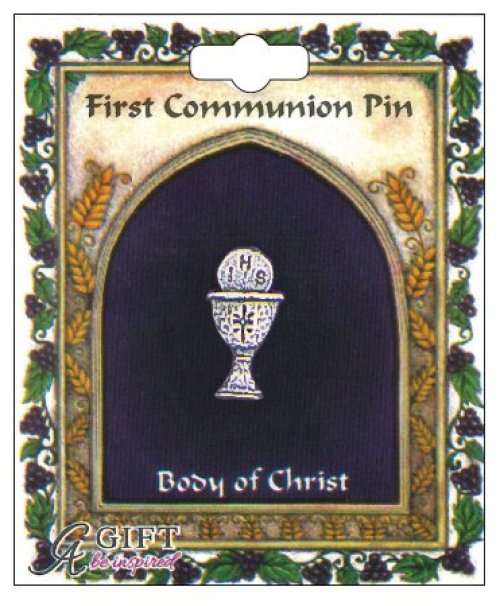 Silver Tone Communion Chalice & Host Brooch