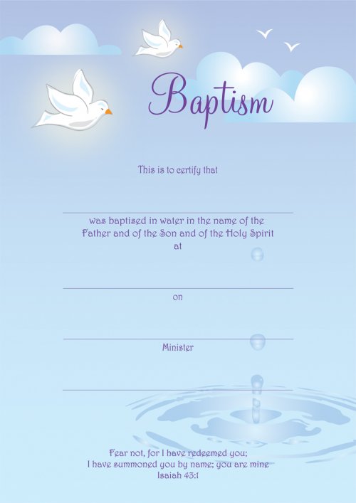 Baptism Certificate: Blue, Pack of 10