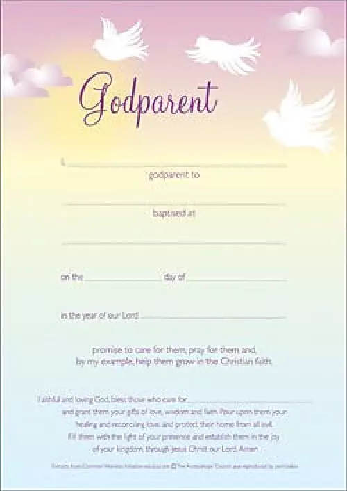 Godparent Certificate (Pack of 10)