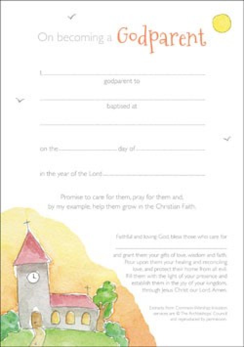 Certificate on Becoming a Godparent Pack of 10