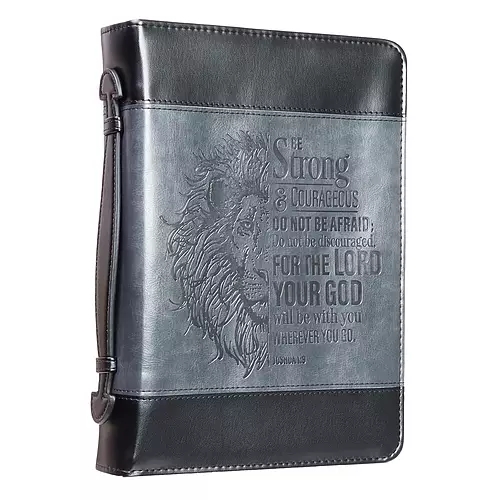 Medium Be Strong Lion Two-Tone Classic Bible Cover - Joshua 1:9