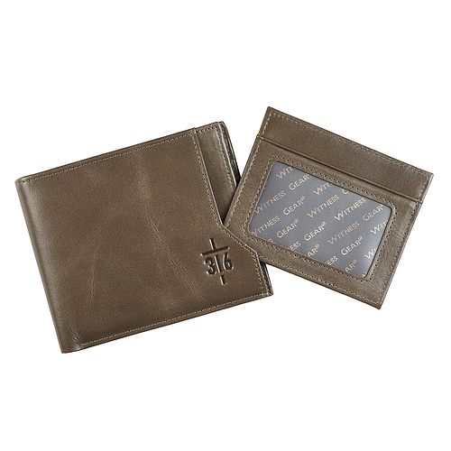 Wallet Leather Taupe John 3:16