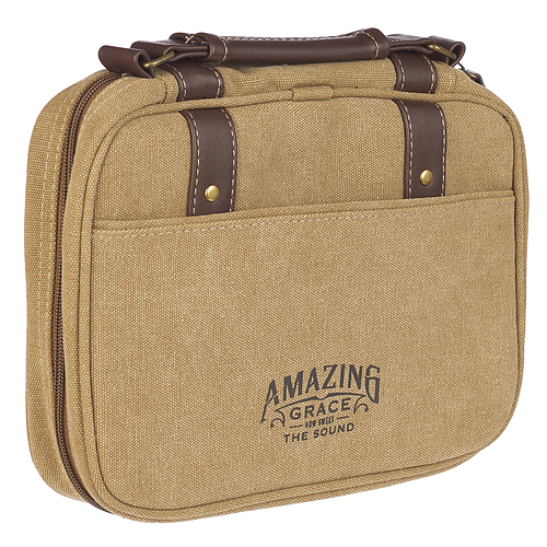 Medium Amazing Grace Tan Canvas Classic Bible Cover