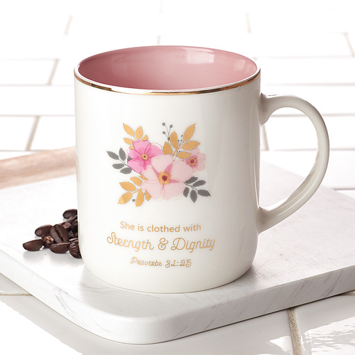 Strength & Dignity Ceramic Coffee Mug – Proverbs 31:25