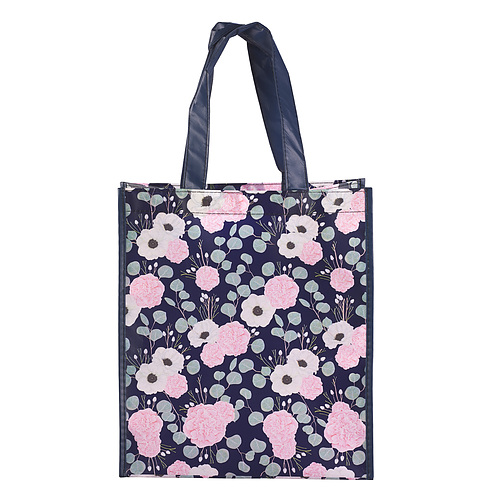 Tote Navy Floral Printed Be Still Psa. 46:10