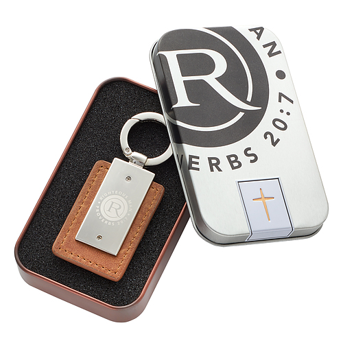 Righteous Man Keyring in Tin - Proverbs 20:7