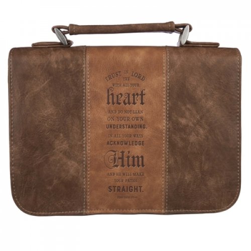 Large Trust in The Lord Brown Faux Leather Classic Bible Cover - Proverbs 3:5