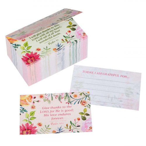 Keepsake Count Your Blessings Gratitude Jar Set w/Bible Verse Note Cards, Today I'm Grateful For, Floral, Glass