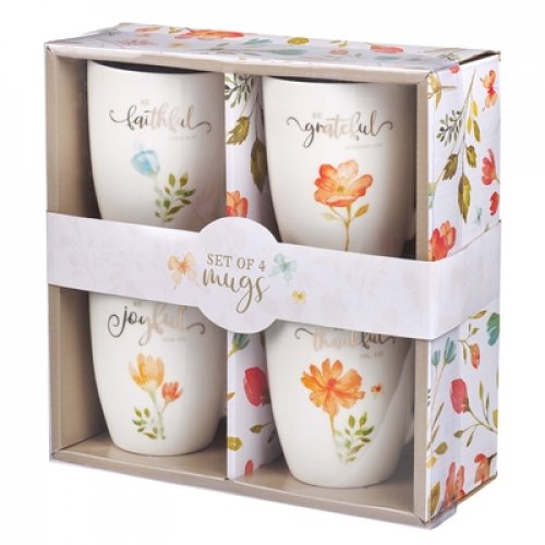 Mug Set 4pc Grateful Floral