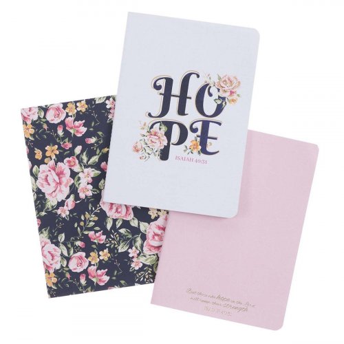 Notebook Set 3pc White, Pink Isa. 40:31, Navy