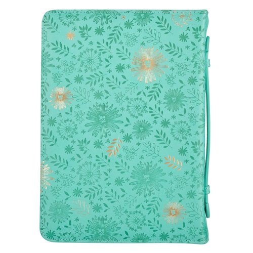 Medium Be Still and Know Turquoise Faux Leather Fashion Bible Cover - Psalm 46:10