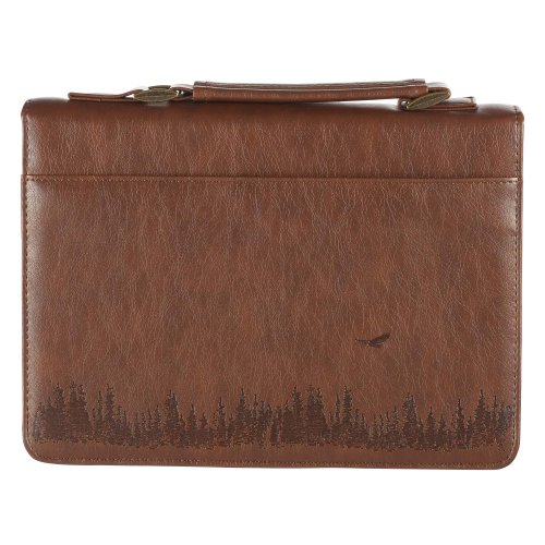 Large Men's  On Wings Like Eagles Mountain , Brown Faux Leather,Classic Bible Cover - Isaiah 40:31