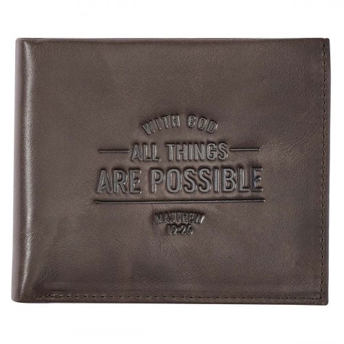 Wallet Leather With God All Things are Possible Matt. 19:26