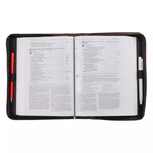 XL A Mans Heart - Proverbs 16:9  Brown Faux Leather Classic Bible Cover