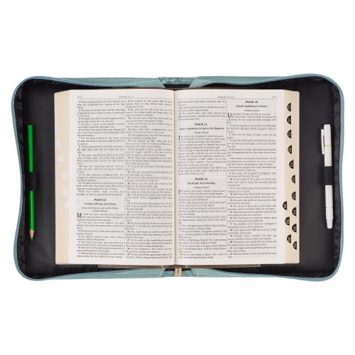 Large I Know The Plans I Have for You, Debossed Floral Teal Design Faux Leather Bible Cover - Jeremiah 29:11