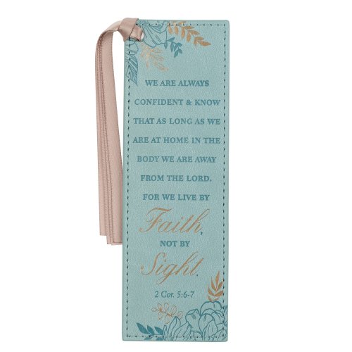 Bookmark-Faux Leather-Walk By Faith 2 Corinthians 5:7