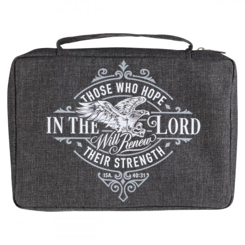 Large Hope in The Lord  Black Charcoal Gray Polyester Bible Cover  - Isaiah 40:31