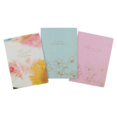 Notebook Set 3pc White Great, Blue Mercies, Pink Thy Mercy