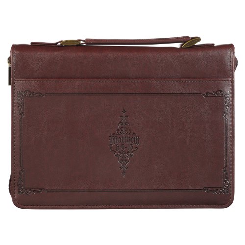 Medium The Lord's Prayer Walnut Brown & Burgundy w/Gold Bible Cover,