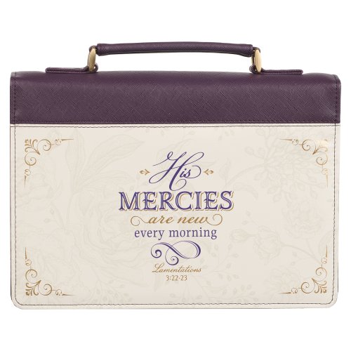 Large Mercies Are New Dark Purple Vegan Leather Fashion Bible Cover  - Lam. 3:22-23